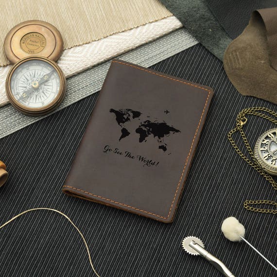 Custom Passport Holder with Card Slots Engraved Leather