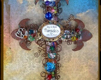 Gift for Couple, Wedding Cross, Personalized Wedding, Rustic Wedding, Wedding Couple Gift, Religious Wedding Gift, Christian Wedding Gift