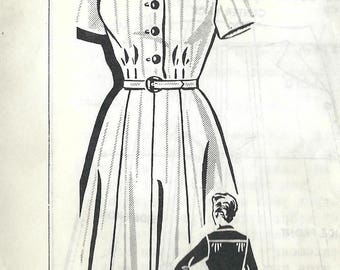 1960s Mail Order 8351 Vintage Sewing Pattern Women's Shirtwaist Dress, One Piece Dress Size 38 Bust 40
