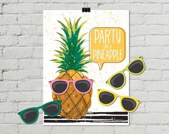 Pineapple Party - Pin the Sunglasses Game - Party Like a Pineapple, Birthday Party, Summer | INSTANT Download PDF - Printable Game