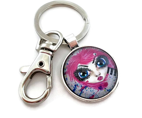 Cute Keychain Girl Keychain Pink Hair Girl Cool Keychains