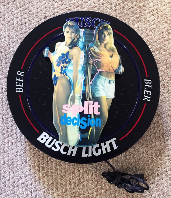 RARE Original Busch Light Split Decision Beer Lighted Bar Sign
