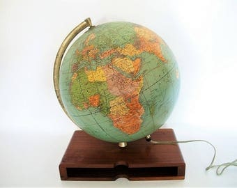 Vintage World Globe Mid Century Weber Costello Illuminated c 1957