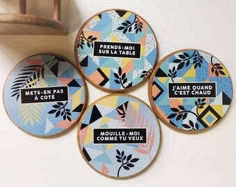 Ensemble de 4 sous-verres (Ronds)- Coquins