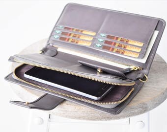 Leather phone wallet - Wallet phone case - Phone wallet women - Leather passport wallet - Travel wallet women leather - Crossbody wallet