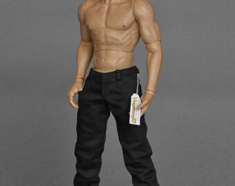 1/6th scale black jeans pants / trousers for: regular size 12 inch collectible movable action figures