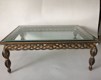 Hollywood Regency Silver and Gold Gilt Coffee Table