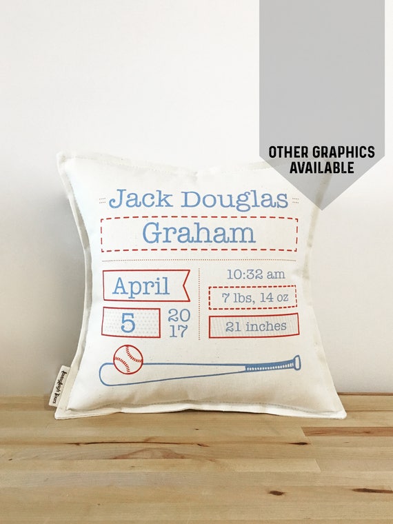 12 Birth Announcement Keepsake Pillow New Baby Gift