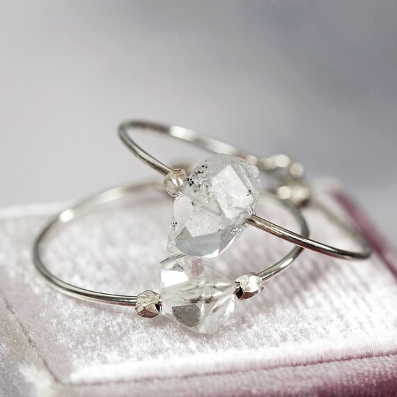 Herkimer Diamond Earrings - Raw Crystal Hoop Earrings
