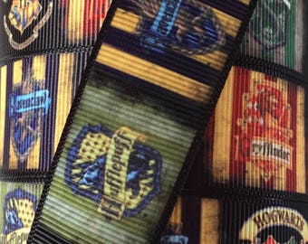 1 Inch Grosgrain Ribbon - Printed Grosgrain Ribbon - Harry Potter Houses Ribbon - Ribbon By The Yard - Ribbon Supplies - Hogwarts Ribbon