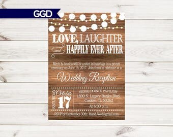 Rustic Wedding Reception Invitation With Lights Vintage Invitecountry Chic ReceptionReception Only Rustic Wedding Reception Invitation With Lights Vintage Invitecountry Chic ReceptionReception Only