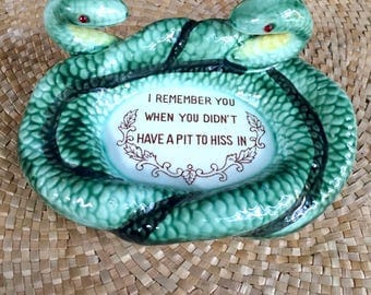 Vintage ceramic snake catchall / snake figurine