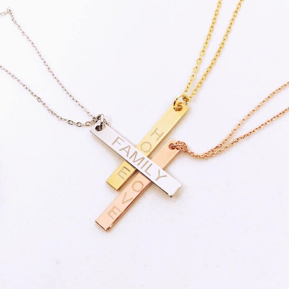 Vertical Bar Necklace Rose Gold Necklace Personalized