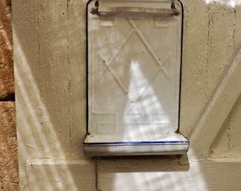 Kitchen Utensils Holder, Vintage White Enamel Utensils Rack, French Country Kitchen Decor - Wall Hanging Ladles Rack, Old Kitchenalia