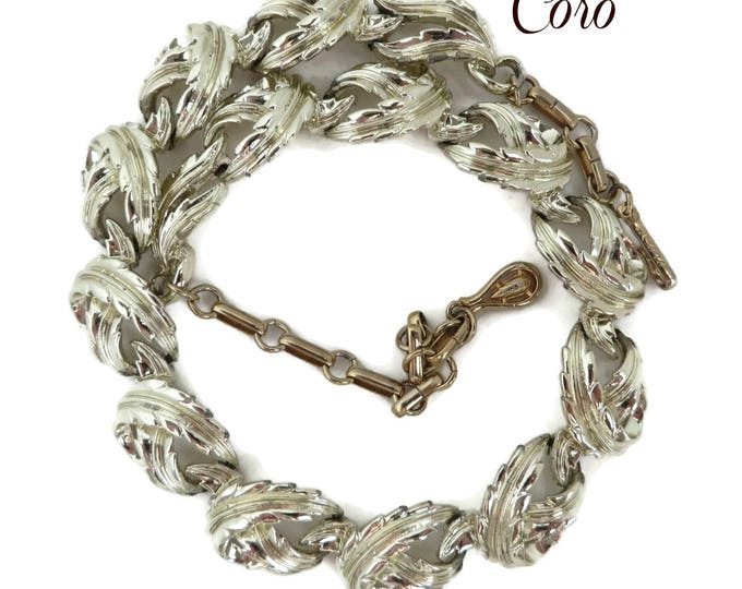 Coro Leaf Necklace, Vintage Gold Tone Choker, Signed Designer Jewelry, 11 Inch Necklace, Perfect Gift, Gift Box