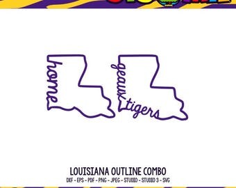 Louisiana SVG State Outline SVG Geaux Tigers SVG Scan n Cut files svg bundle svg files dxf files studio files cricut files digital files