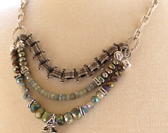 necklace, moss aquamarine necklace, green opal necklace, vesuvianite necklace, green necklace, boho necklace, lariat necklace, for her
