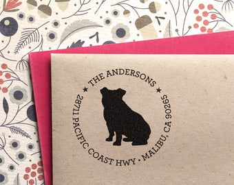 Custom Address Stamp - English Bulldog Return Address Stamp, customized gift for holidays, housewarming and weddings, school