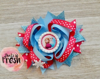Frozen hair bow, Elsa hair bow, Anna hair bow, Elsa and Anna, Frozen birthday, Frozen Party, Frozen outfit, Ana and Elsa hair bow