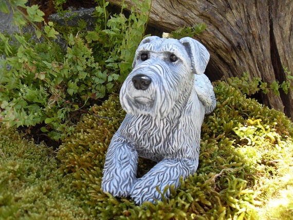 miniature schnauzer concrete statue