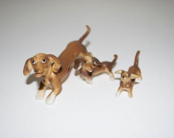 Dachshund Dog & Puppy Set Lot Bone China Japan