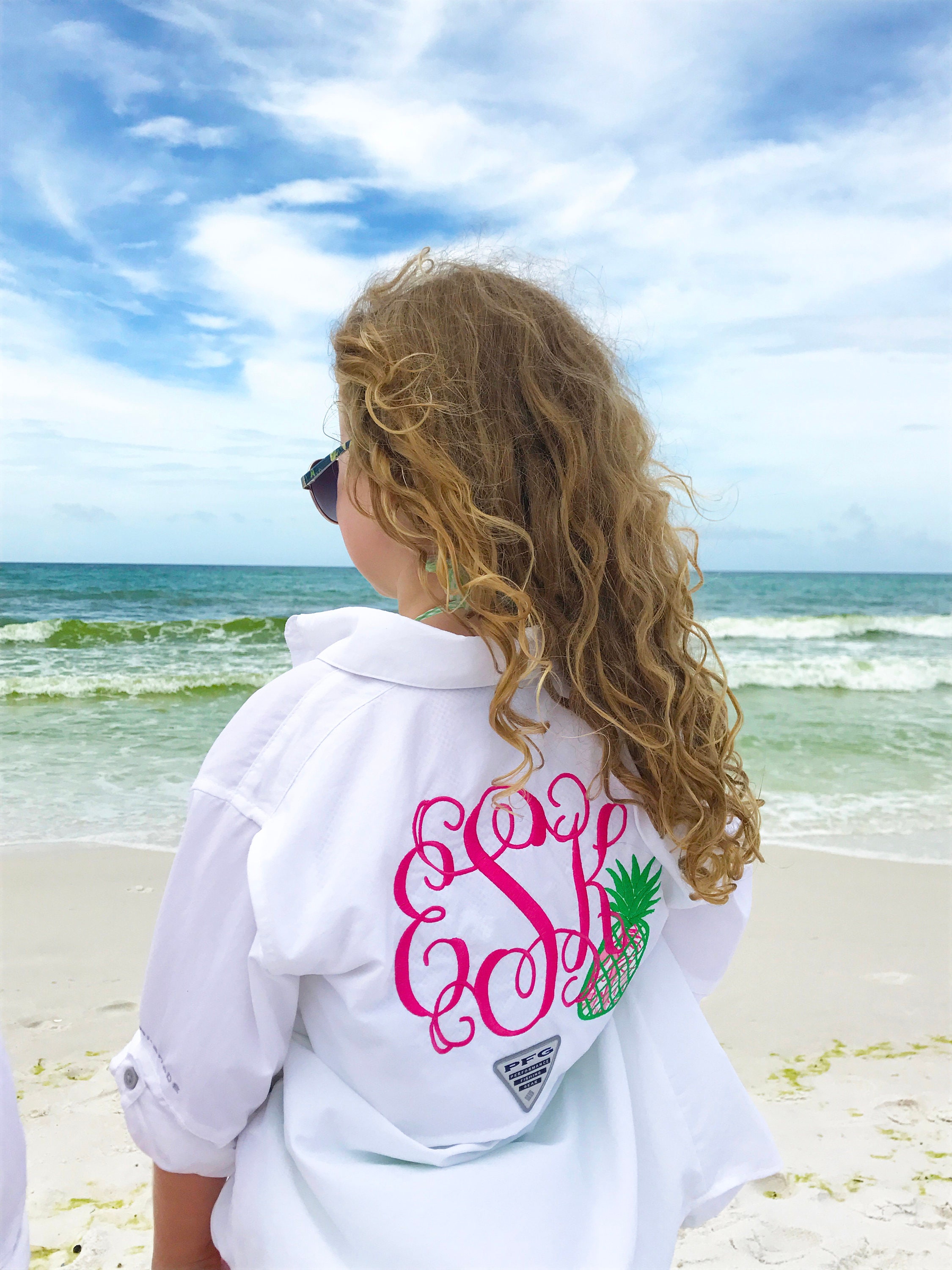 Monogrammed Youth Columbia Fishing Shirt with Lilly Pulitzer