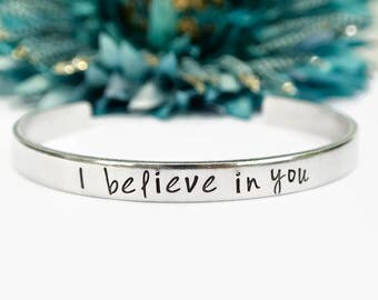 I Believe In You Bracelet | Inspirational Bracelet | Motivational Bracelet | Graduation Gift For Her I Believe In You Jewelry Sobriety Gift