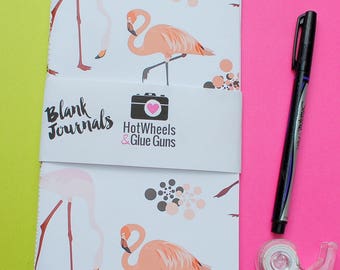 Back to School Flamingo Journal - 1 Handmade Journal, , Midori Travelers Notebook Insert, Bullet Journal, School Supplies, Flamingo Print