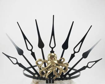 Octopus Tiara - Octopus Crown - Gothic Crown - Steampunk Crown - Steampunk Octopus Crown - Ursula Crown - Evil Sea Witch Crown