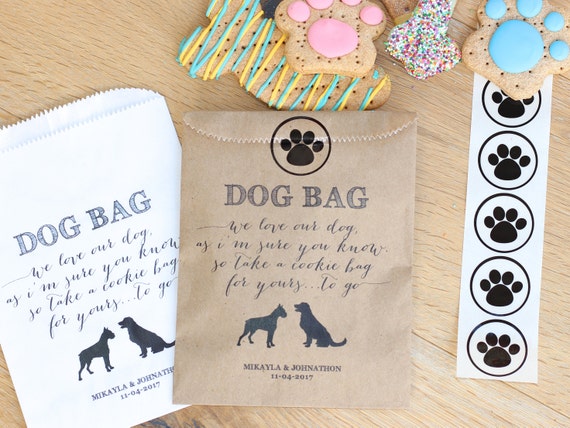 Dog bag. Doggie Treats. Wedding Dog Favor Bag. Paper Bag for