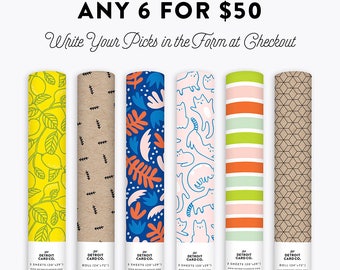 Pick Any 6 Wrapping Paper Rolls for 50 Dollars