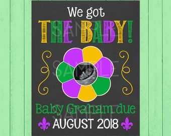 mardi gras baby announcement