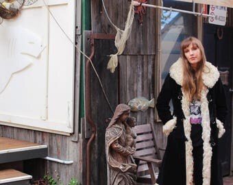 Mongolian Sheepskin Coat - Mongolian Afghan Coat - Shearling Afghan Coat - Boho Gypsy Jacket - Penny Lane Coat - Vintage Shearling Afghan