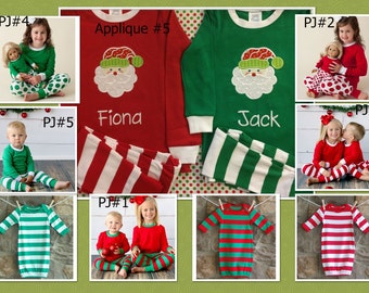 Christmas Pajamas, Christmas Infant Gown, Available with Name and Applique, Name Only, Monogram Only, or Applique Only, Boy, Girl, Children