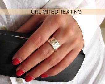 Personalized Band Ring - Engraved Sterling Silver Ring, Quote Rings, Custom Ring. Message Ring.Wide Band. Custom Band. Inside Engraved Ring