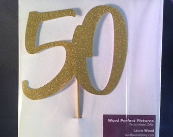 50 Cake Topper, Decoration, Birthday, Party, Anniversary.