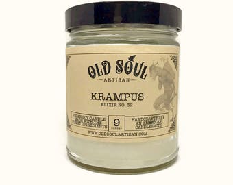 Krampus Soy Candle, Holiday Candle, Vegan Candle, Christmas Candle, Scented Candle, Winter Scent, Jar Candle, The perfect gothic gift!