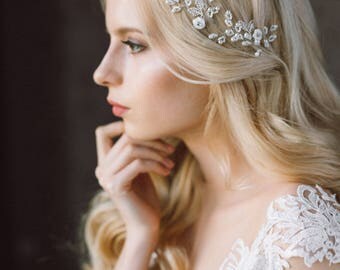 20% OFF- Wedding Headband, Headband, Pearl Headband, Wedding Hair Vine, Bridal Wreath, Floral Tiara, Diadem, Wedding Headpiece