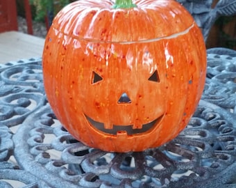 Halloween - Pumpkin - Jack O Lantern - Ceramic Pumpkin - Ceramic - Home Decor - Decoration - Light Up - Halloween Decor - Light Up Pumpkin -