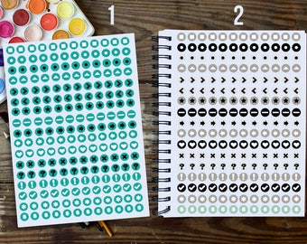 Bullet Journal Icons Sticker in Light Mint and Green, Bullet Mini Sticker