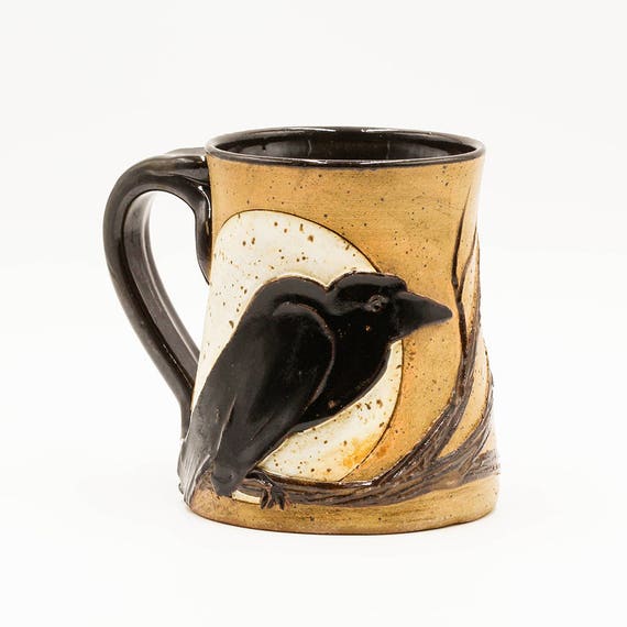 Crow Mug Raven Mug Blackbird Mug Pottery Ceramic