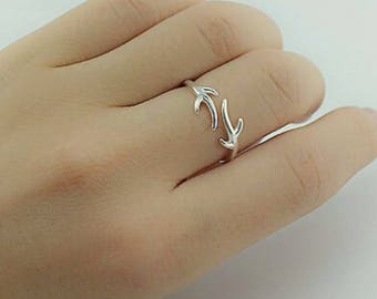 Sterling Silver Antler Ring | Antler Ring | Silver Antler Ring | Deer Antler Ring | Deer Ring | Minimalist Ring | Adjustable Silver Ring