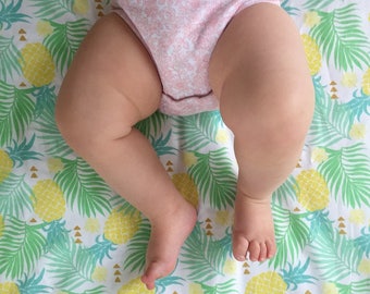 PINEAPPLE CRIB BEDDING - Tropical Crib sheet. Pineapple Crib Sheet. Pineapple Baby Blanket. Tropical Baby Nursery.