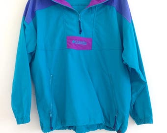 Vintage Columbia Windbreaker// 1980s Columbia Teal Ski Jacket// 80s Windbreaker