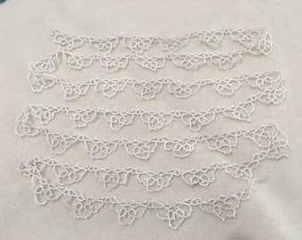 Vintage Hand Tatted Cotton Lace Edging, Lace Trim, 2 Yards 6"
