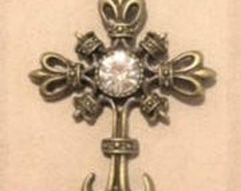Gold Cross Necklace Rhinestone Cross Necklace