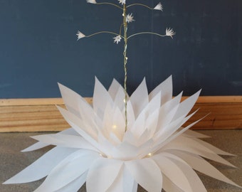 Paper, Agave, flower, light, centerpieces, wedding, decorations, party, decor, green, white, desert, cactus, Jewelry, Tree