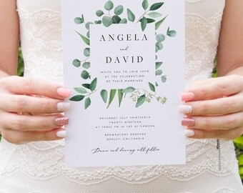 Greenery Wedding Invitation Template Eucalyptus Printable DIY Templett PDF Instant Download Editable Rustic Greenery Wedding Invitation Template Eucalyptus Printable DIY Templett PDF Instant Download Editable Rustic