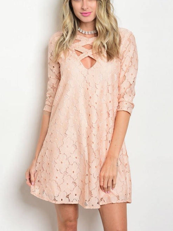 TheDressChest - Casual Summer Dress Pink Crochet Dress ...