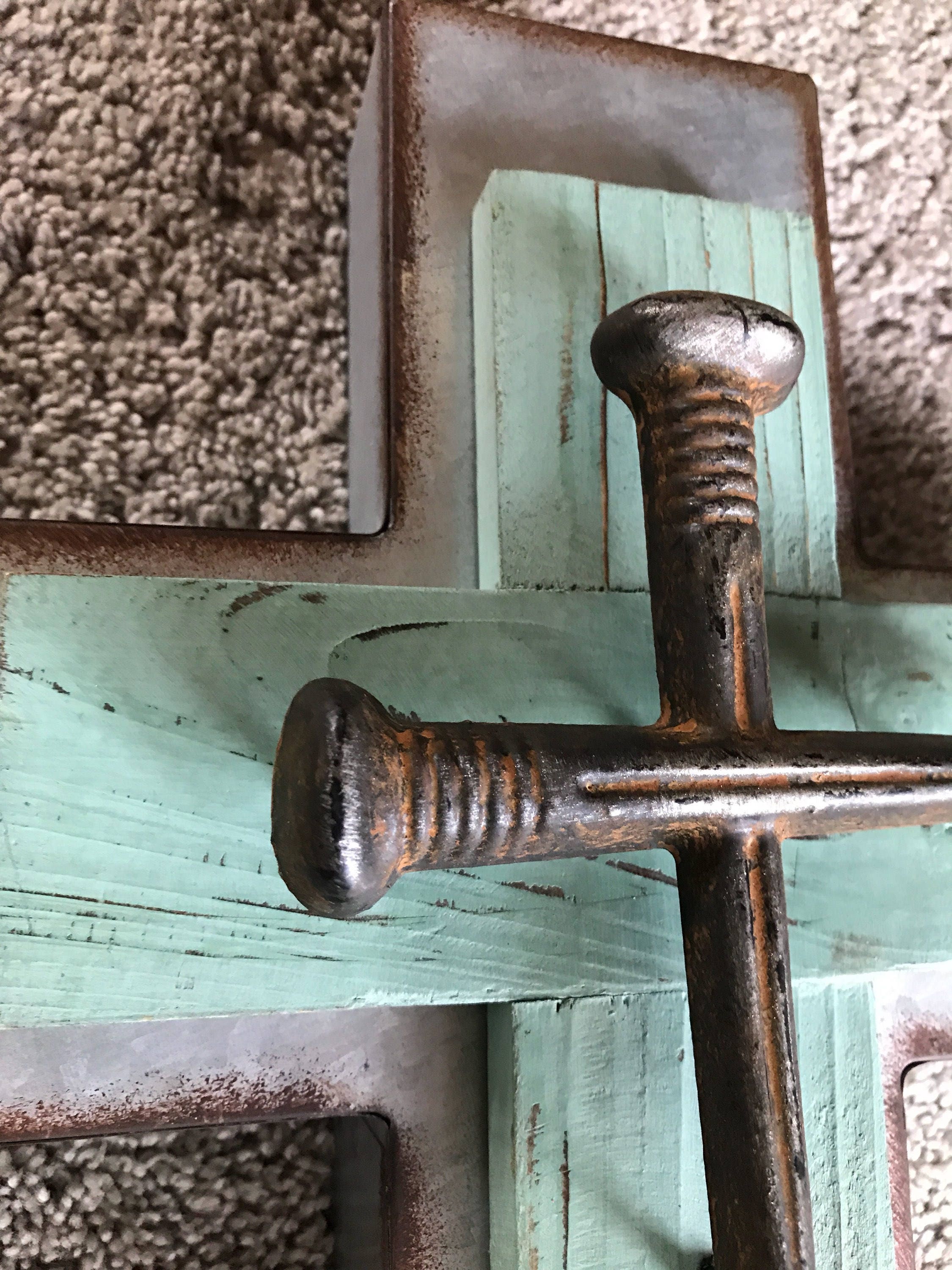 Rustic Cross Galvanized Metal Wood and Iron Cross Wall Decor